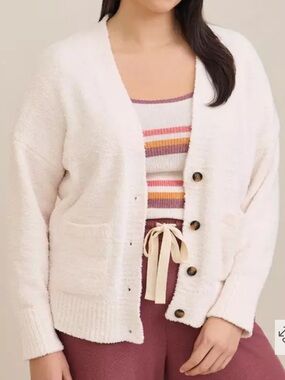 Torrid Teddy Button Down Long Sleeve Lounge Cardigan